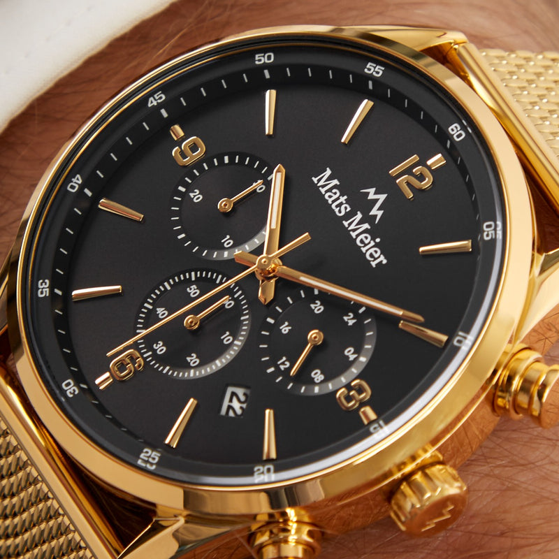 Mats Meier Grand Cornier Chronograph Men's Watch Gold Colored with Black MM00138-zoom-