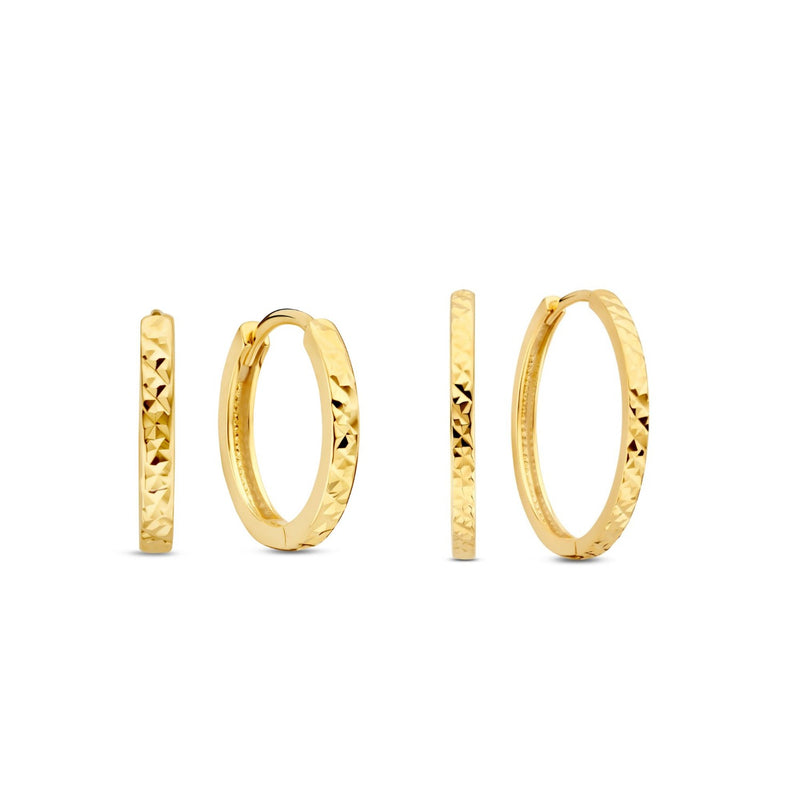 Beloro Jewels Regalo d'Amore 9 karat gold hoop earrings gift set with diamond cut BO90042-zoom-
