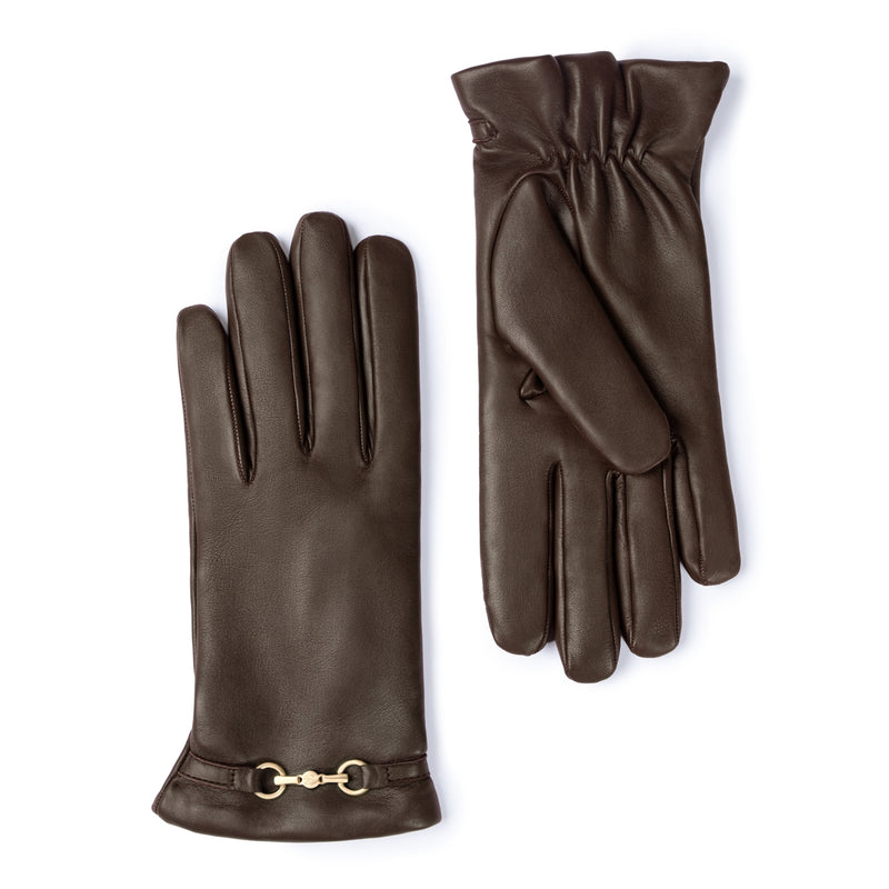 Isabel Bernard Honoré Marcelia dark brown goatskin leather gloves IB67001-331-6.5-zoom-