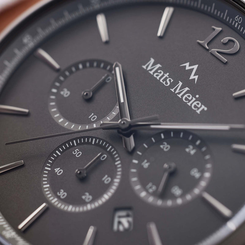 Mats Meier Grand Cornier Chrono Gunmetal/DonkerBrown Watch MM00104-zoom-