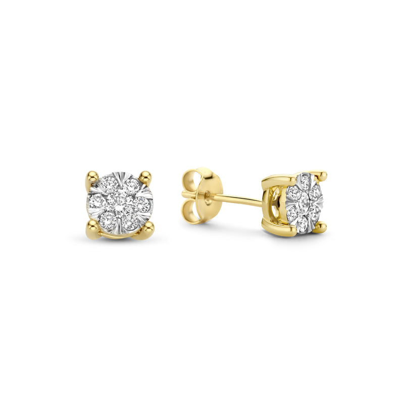 Isabel Bernard De la Paix Hanaé 14 Carat Golden Ear Studs | diamond 0.28 ct | IBD360013-zoom-