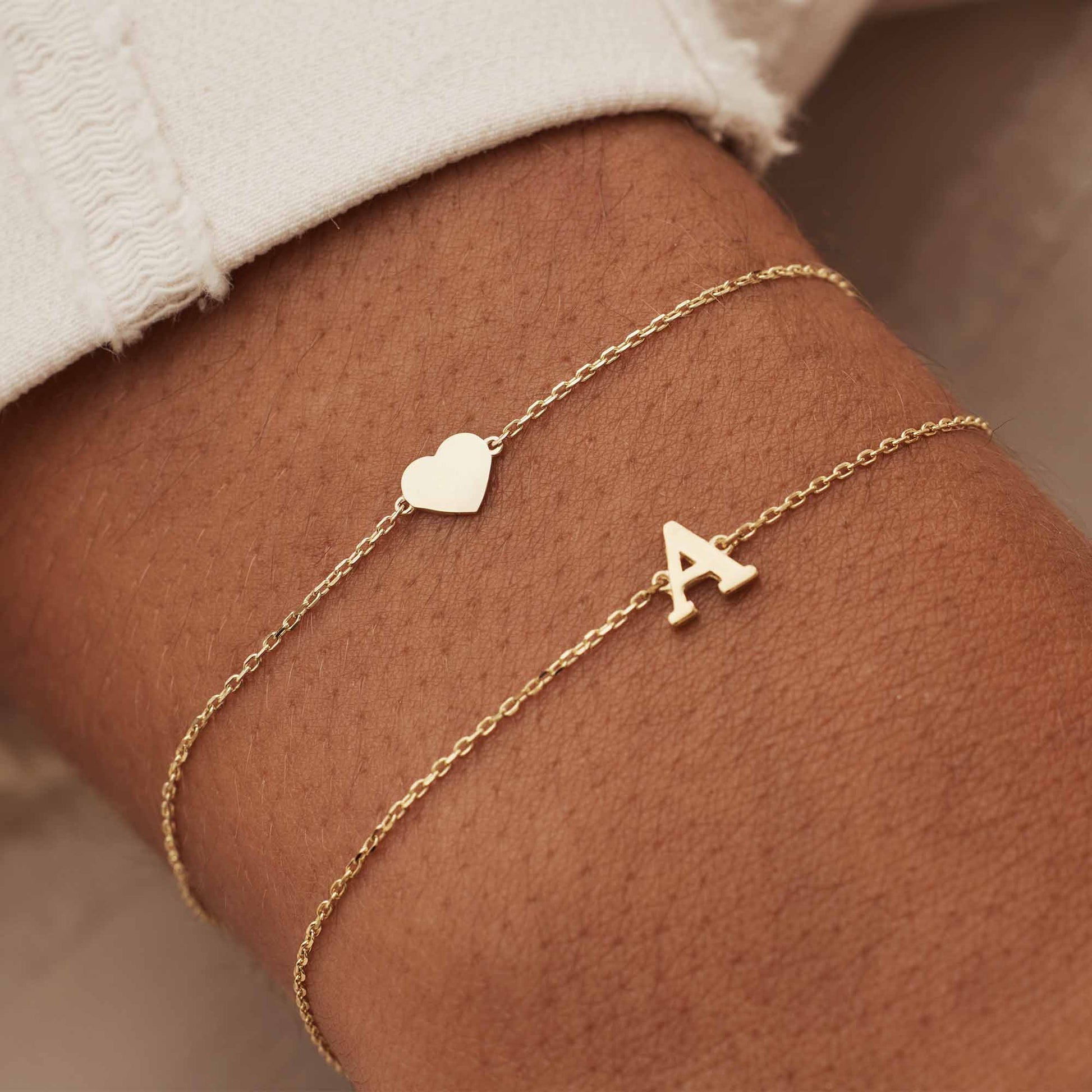 Isabel Bernard Le Marais Rachel 14 Carat Golden Initial Bracelet IB320101-A (Letter A)