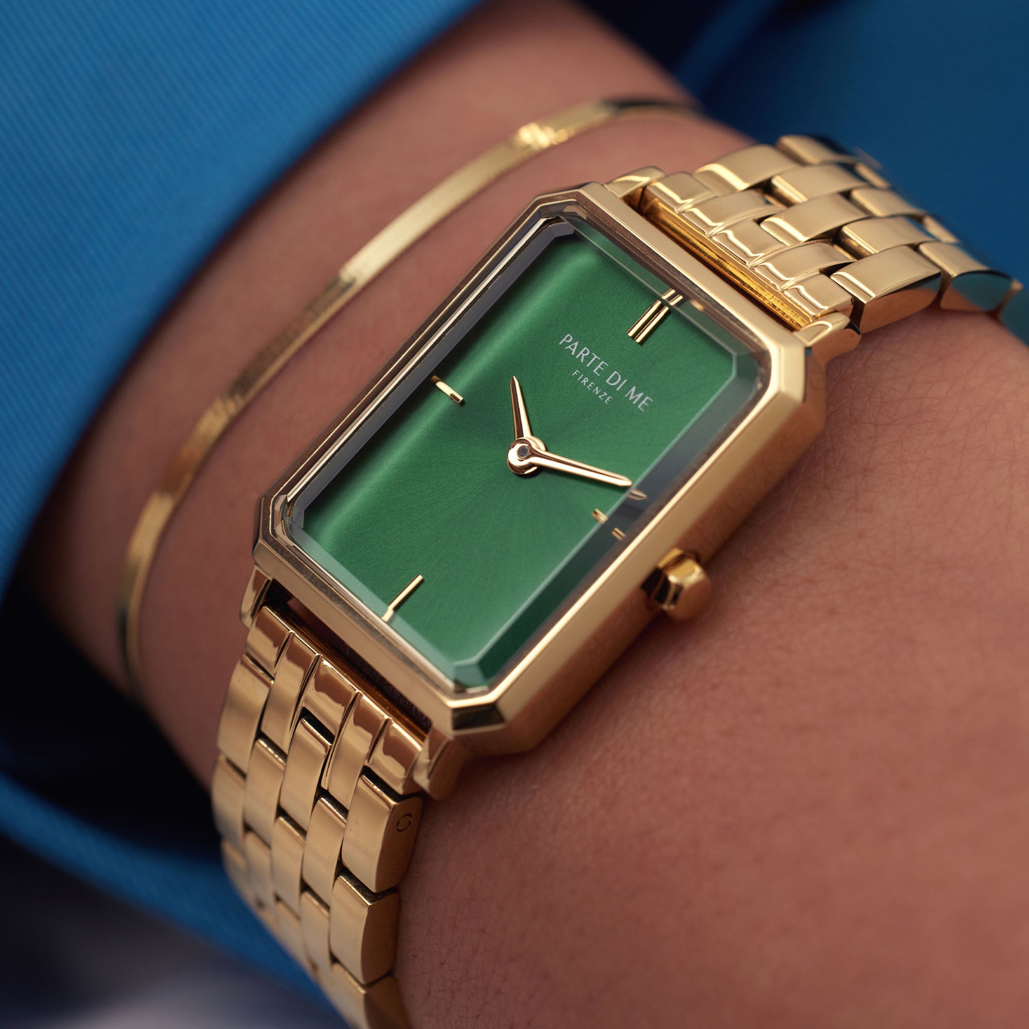 Parte Di Me Orologio Rechthoekig Women'sWatch Gold-coloured and Green PDM09002
