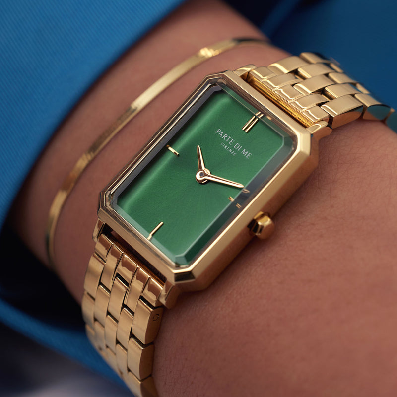 Parte Di Me Orologio Rechthoekig Women'sWatch Gold-coloured and Green PDM09002-zoom-