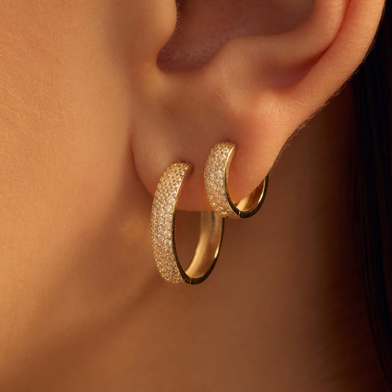 Beloro Jewels Monte Napoleone Stella 9 karat gold hoop earrings with zirconia BO360087-zoom-