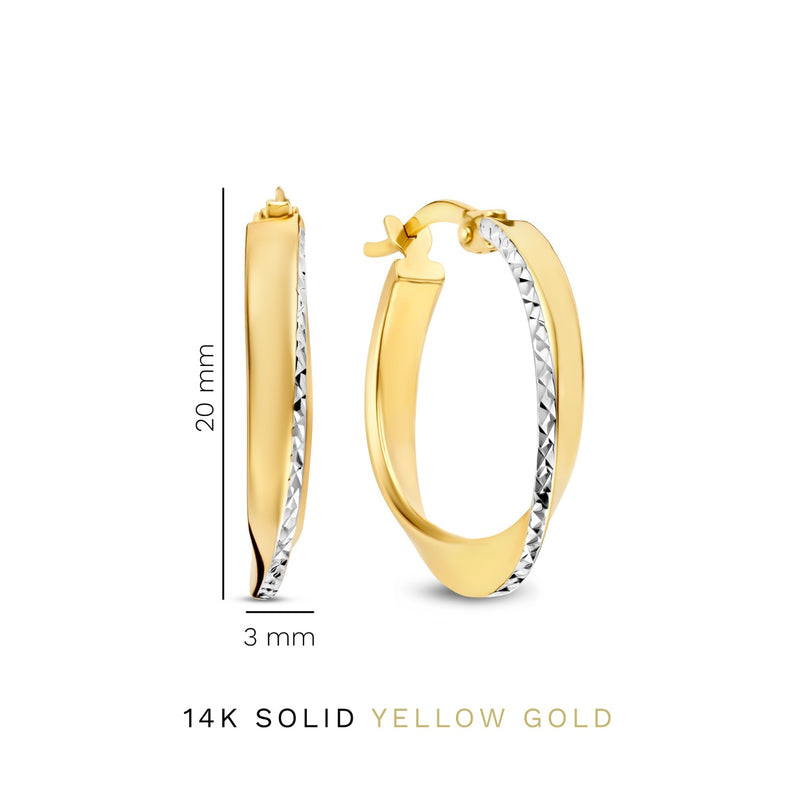 Isabel Bernard Rivoli Laura 14 carat Gold Hoop Earrings with Diamond Cut IB360258-zoom-