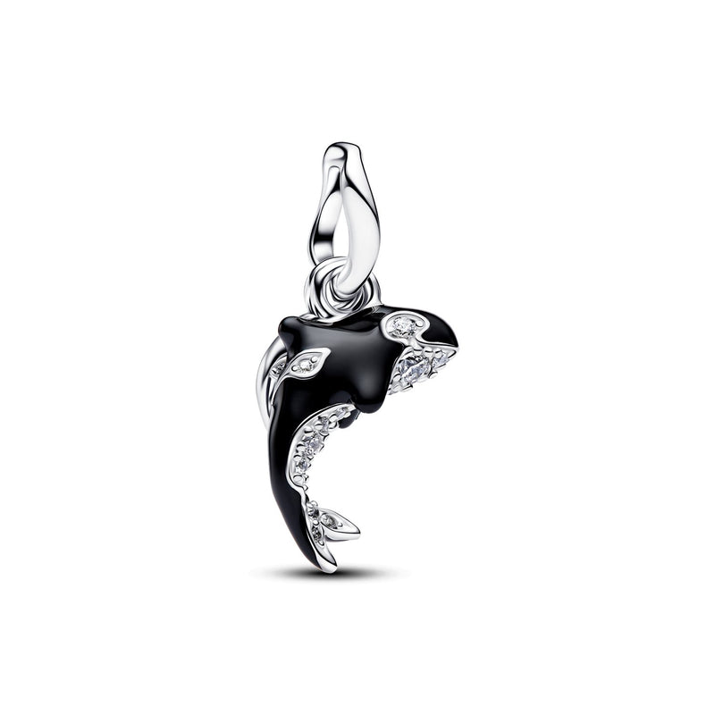 Pandora Moments 925 Sterling Silver Enamel Cubic Zirconia Orca Dangle Charm 794683C01-zoom-