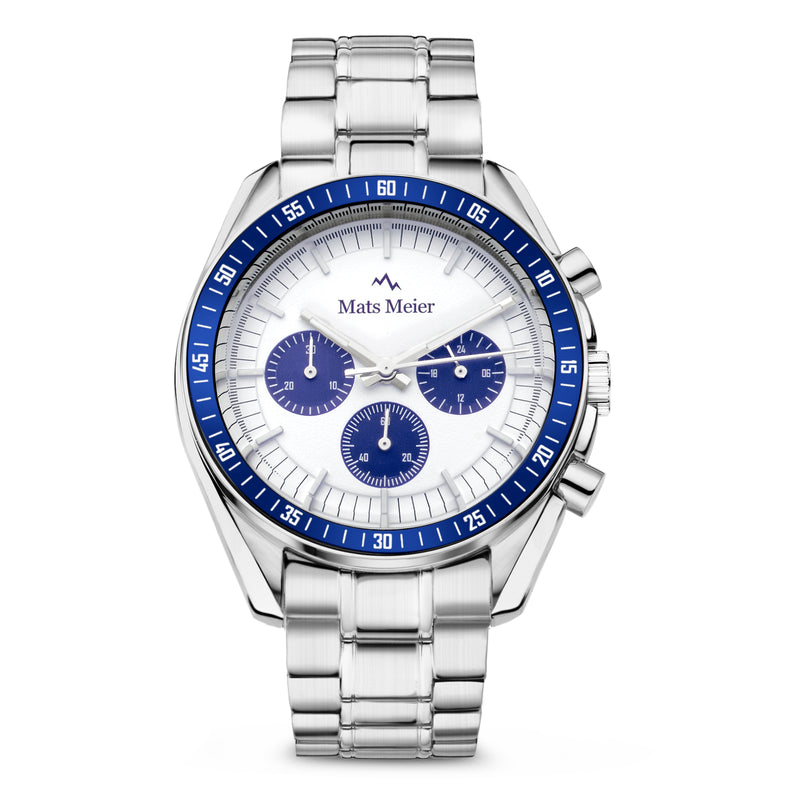 Mats Meier Arosa Racing Chronograph Men'sWatch Silver-coloured and White MM50013-zoom-