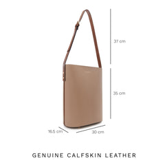 Isabel Bernard Honoré Lora Taupe Calfskin Leather Shoulder Bag IB25085-378
