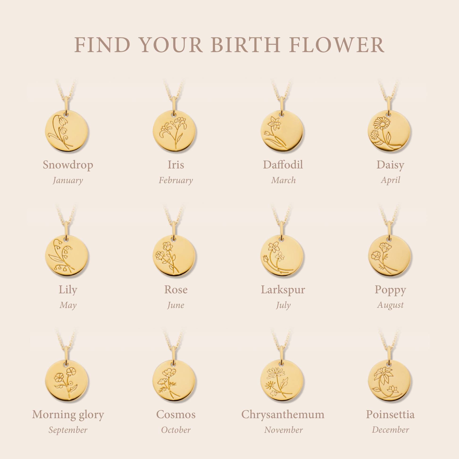 Violet Hamden Venus 925 Sterling Silver Gold-coloured Necklace with Birthflower VH340025-OCT