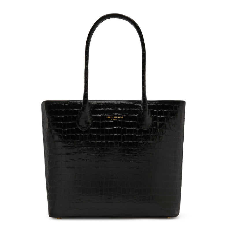 Isabel Bernard Honoré Lysanne Croco Black Calfskin Shopper IB25024-zoom-