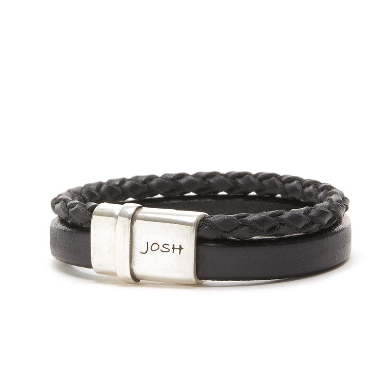 Josh Silver Black Armband 09110-BRA-BLACK-L (Lengte: 23.00 cm)-zoom-