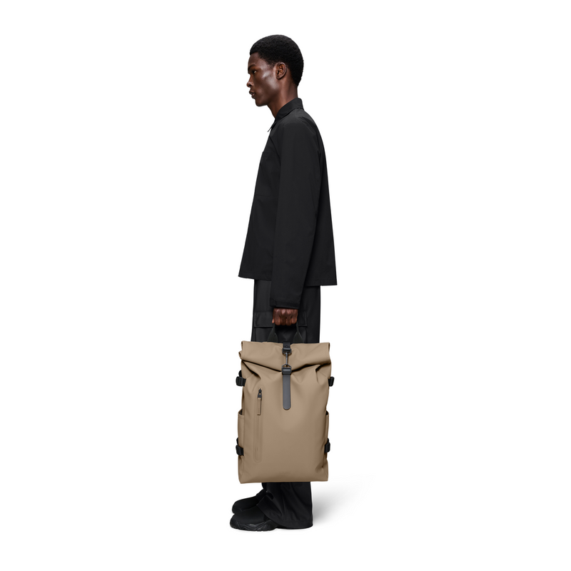 Rains Beige Rolltop Backpack Large R14590-133-zoom-