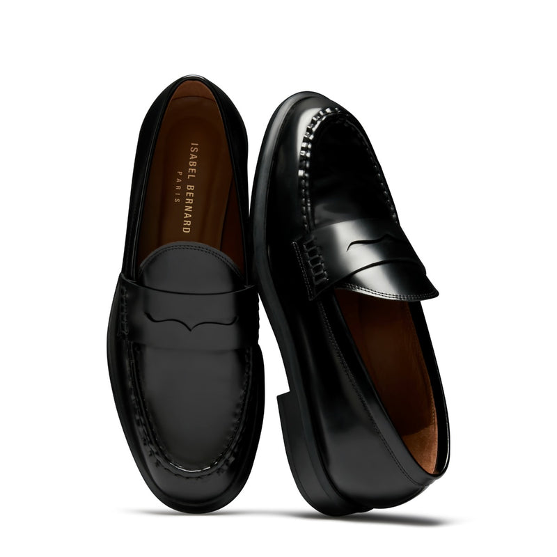 Isabel Bernard Vendôme Blandine black spazzolato leather loafers IB51015-601-37-zoom-