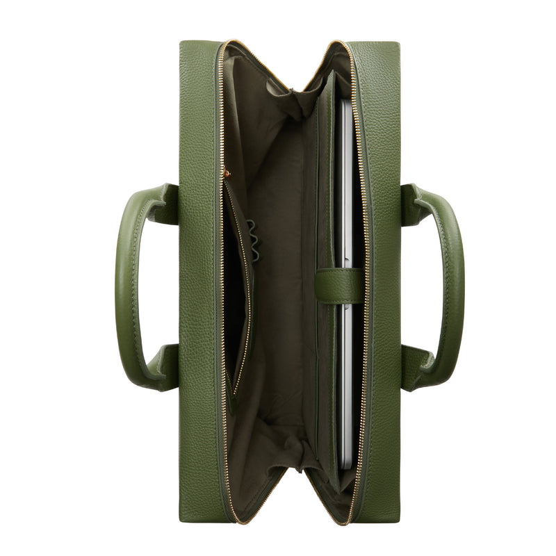 Isabel Bernard Honoré Anique Green Calfskin Handbag IB25061-zoom-