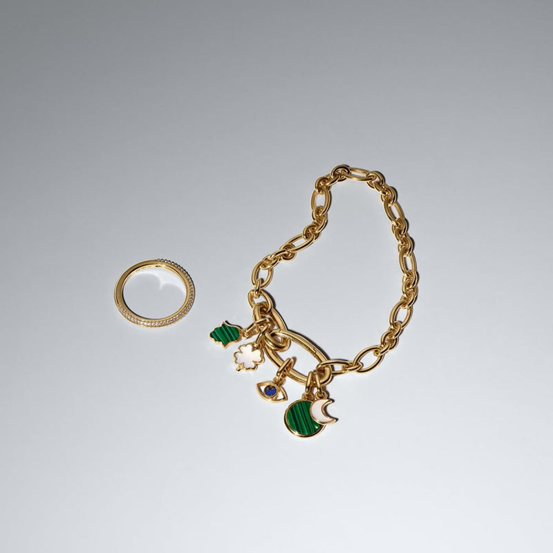 Pandora ME Gold Plated Green Hamsa Hand Mini Dangle Charm 764612C01-zoom-