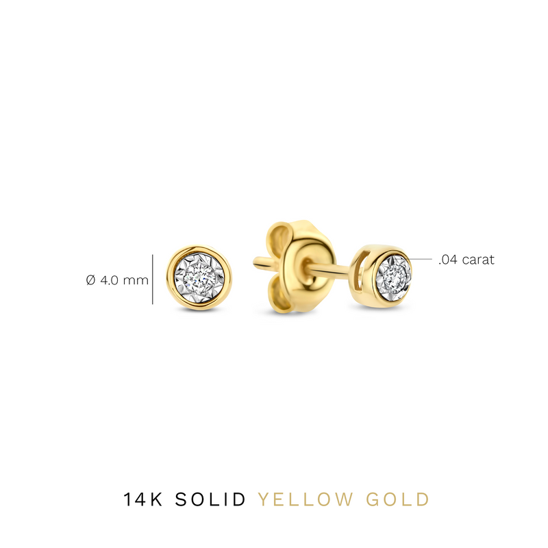 Isabel Bernard De La Paix Inaya 14 Carat Golden Ear Studs | diamond 0.04 ct | IBD360026-zoom-