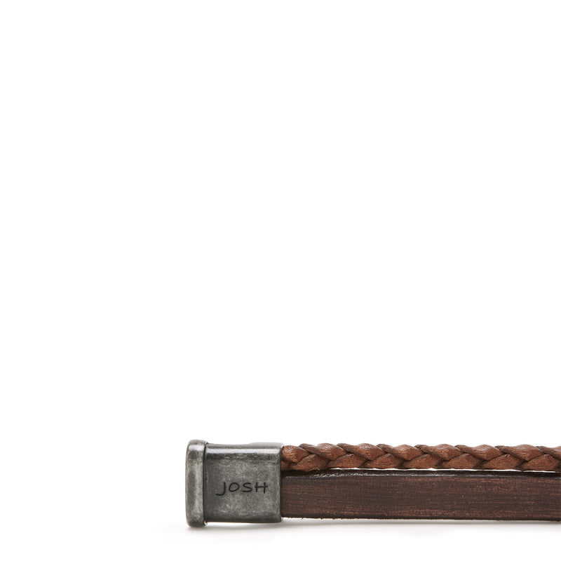 Josh Vintage Black Brown Bracelet 09264-BRA-VB/BROWN/L-zoom-