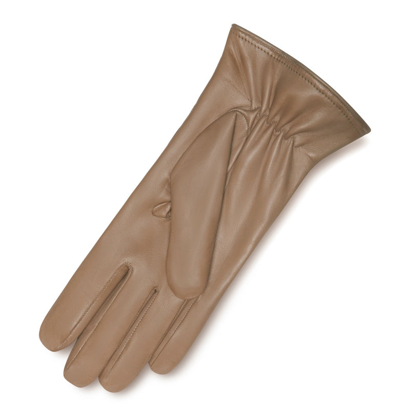 Isabel Bernard Honoré Rosette taupe goatskin leather gloves IB67002-378-7-zoom-