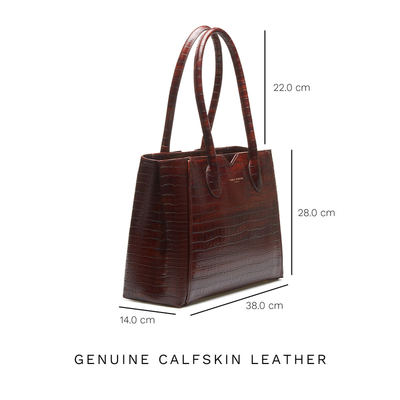 Isabel Bernard Honoré Cloè Croco Brown Handbag IB25006-zoom-