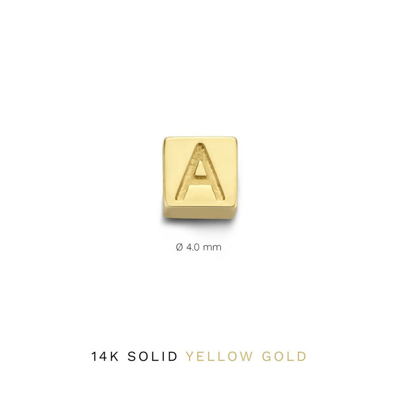 Isabel Bernard Le Carré Felie 14 Carat Golden Initial Charm cube IB340043-zoom-