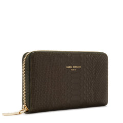 Isabel Bernard Honoré Léa Green Calfskin Zip Wallet IB23029