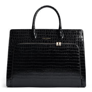 Isabel Bernard Honoré Nadine Black Croco Leather Handbag made of Calfskin IB25033