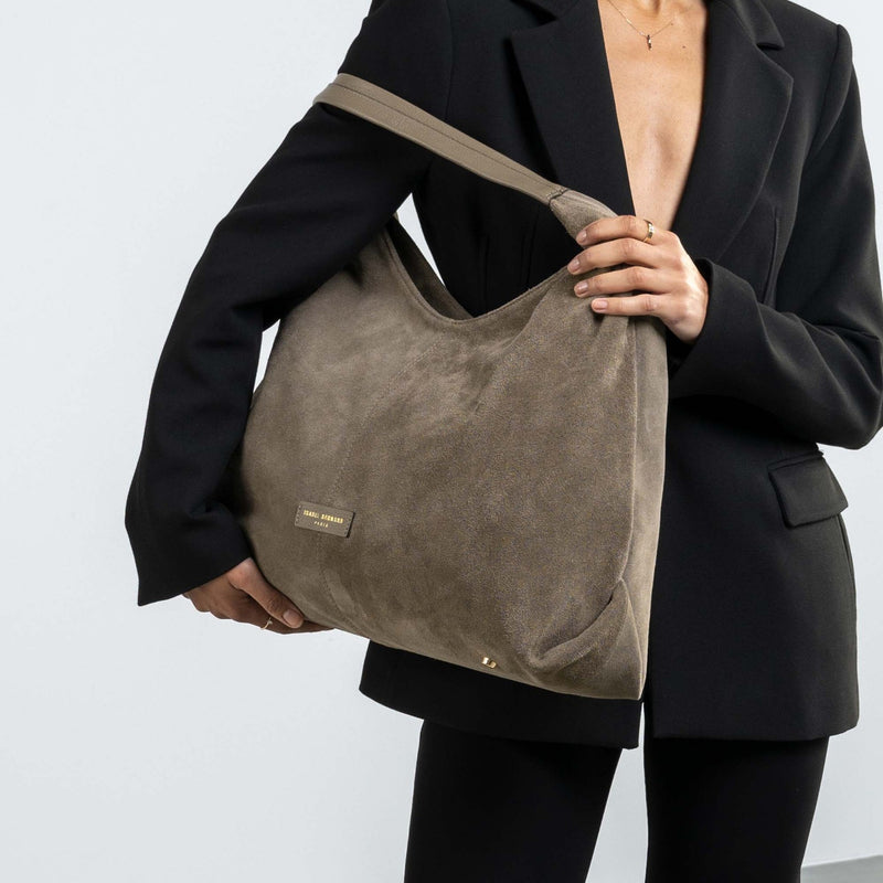 Isabel Bernard Honoré Grace taupe suede shoulder bag IB25093-178-zoom-