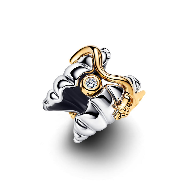 Pandora Disney Gold Plated 0.012 ct TW Lab-Grown Diamond Disney Princesses Ariel Shell Two-Tone Charm 764403C01-zoom-