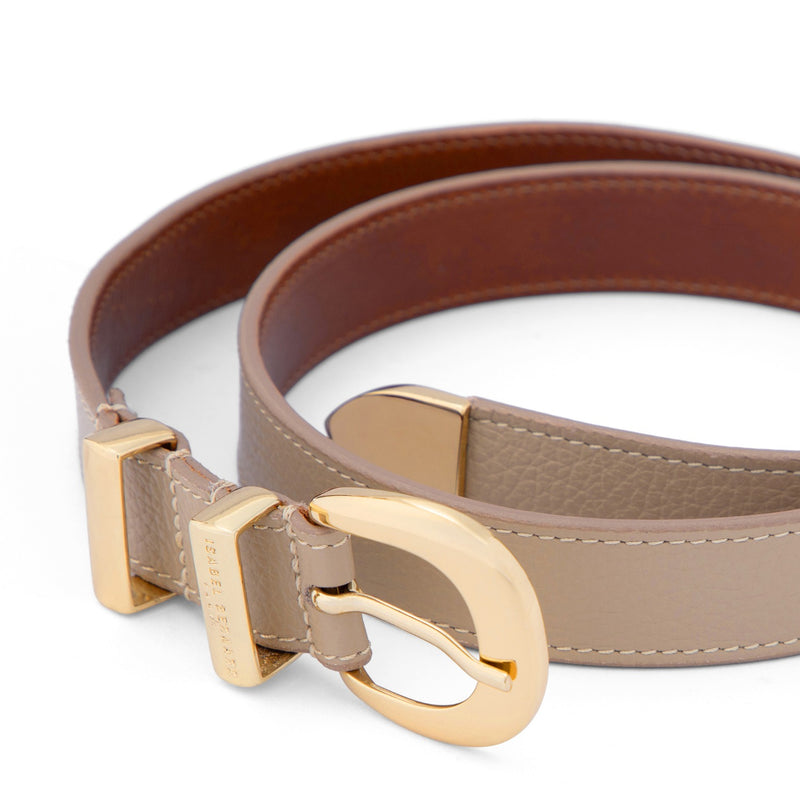 Isabel Bernard Rêveur Mathilde Taupe calfskin belt with gold-coloured buckle IB60020-078-95-zoom-