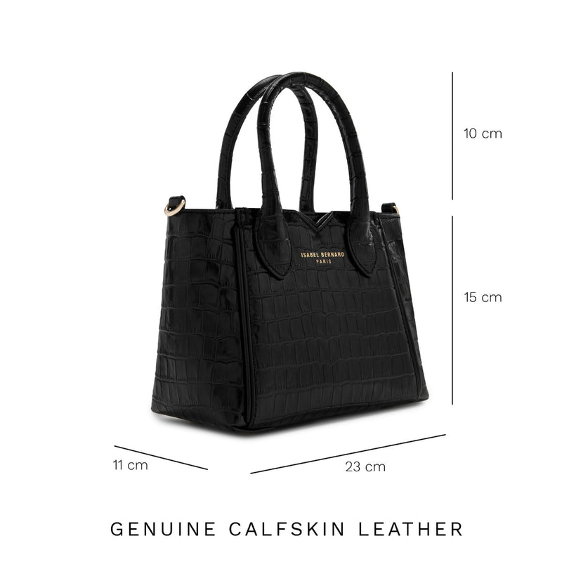 Isabel Bernard Honoré Cloe Mini Croco Black Calfskin Leather Handbag IB21124-201-zoom-