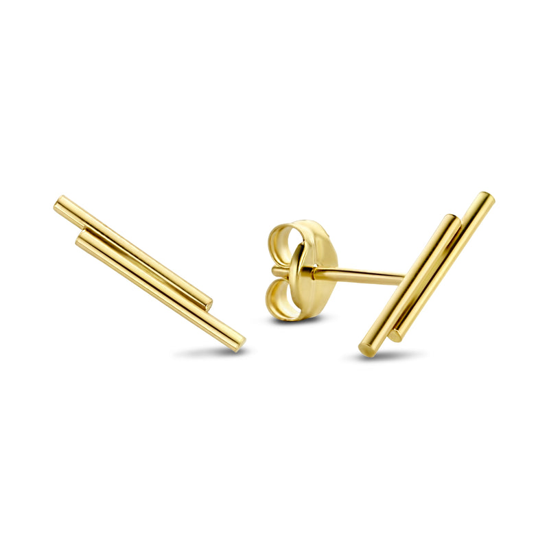 Isabel Bernard 14 Carat Golden Le Marais Double Tube Ear Studs IB360058-zoom-