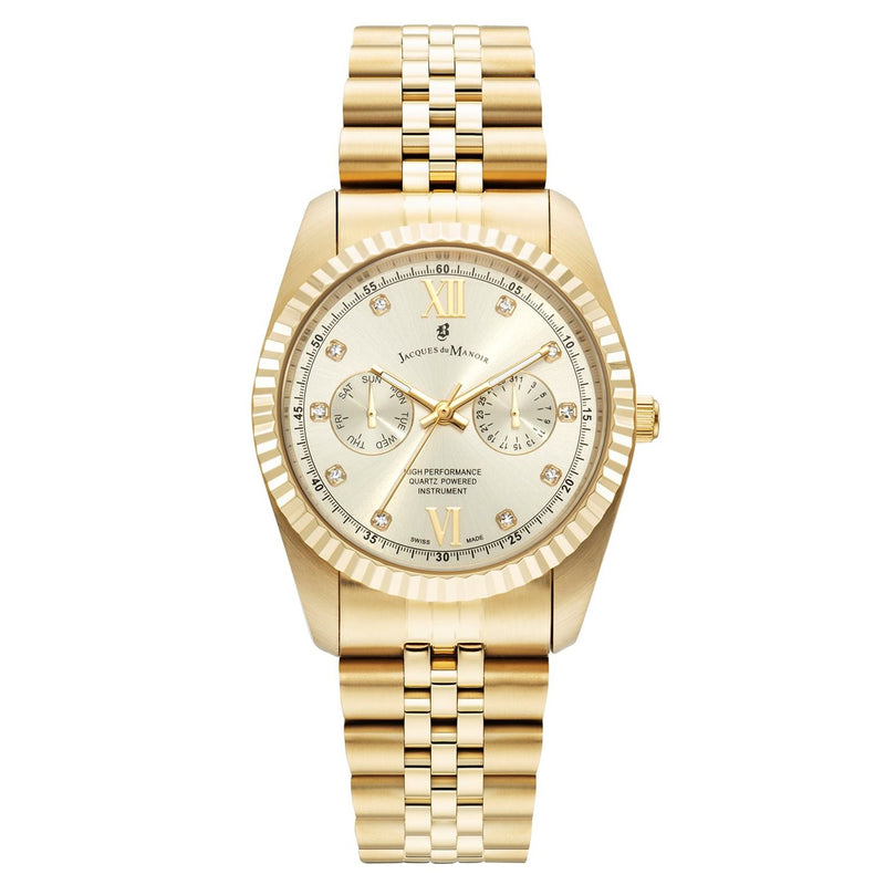 Jacques du Manoir Inspiration Multifunction Gold-Coloured Stainless Steel Unisex Watch JWN06103-zoom-