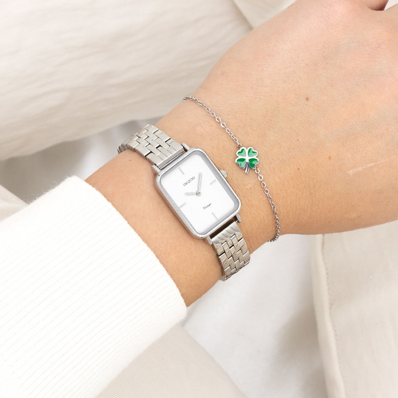 OOZOO Vintage Silver and White Women's Watch C20416-zoom-