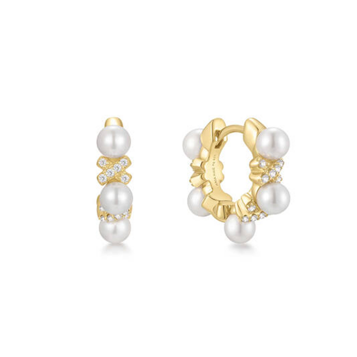 Ania Haie Reimaginer Gold Coloured Shell Pearl Hoop Earrings AH-E069-07G
