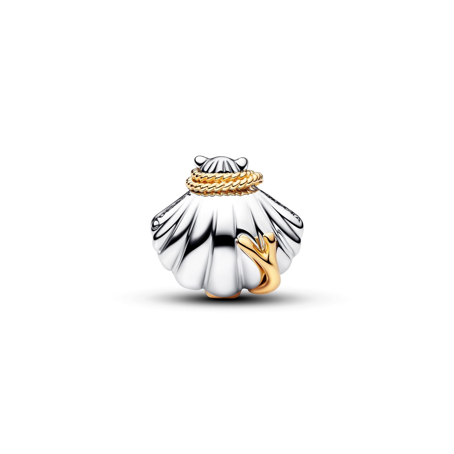 Pandora Disney Gold Plated 0.012 ct TW Lab-Grown Diamond Disney Princesses Ariel Shell Two-Tone Charm 764403C01