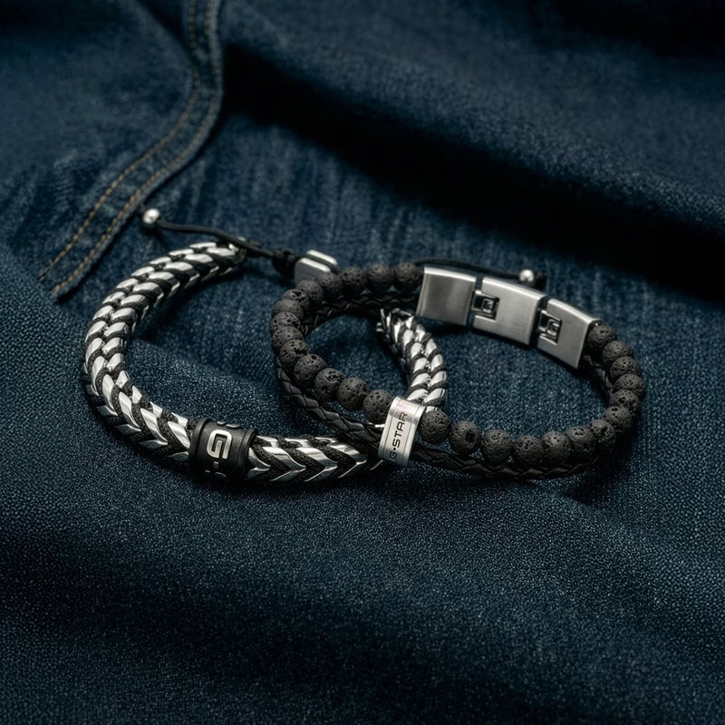 G-STAR DualShield Silver and Black Bracelet GSJ.108.01-zoom-