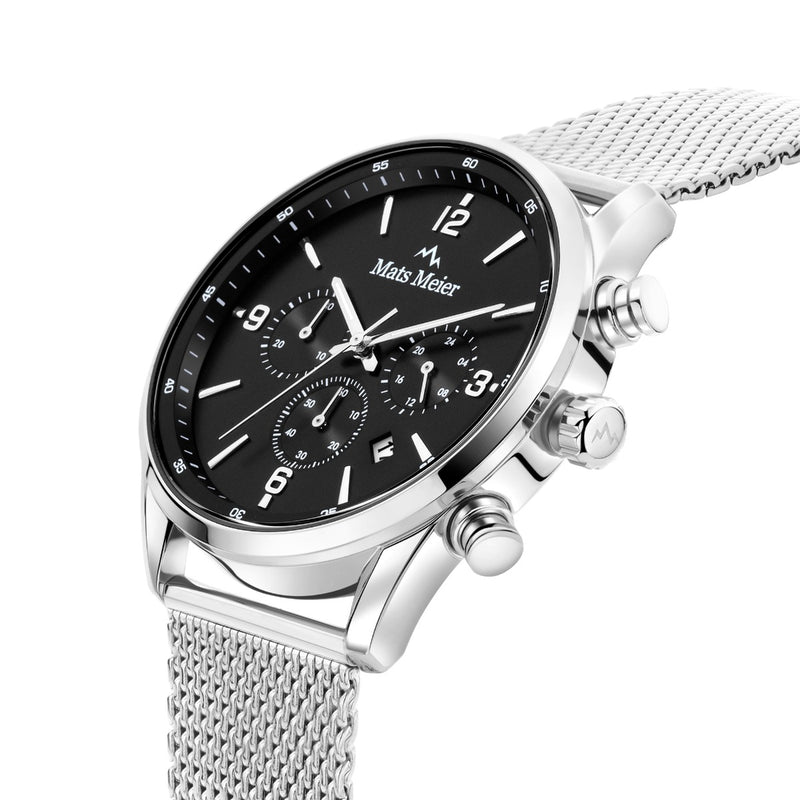 Mats Meier Grand Cornier chronograph men's watch silver colored with black MM00132-zoom-