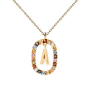 P D Paola 925 Sterling Silver Gold-coloured Letter V Necklace CO01-281-U