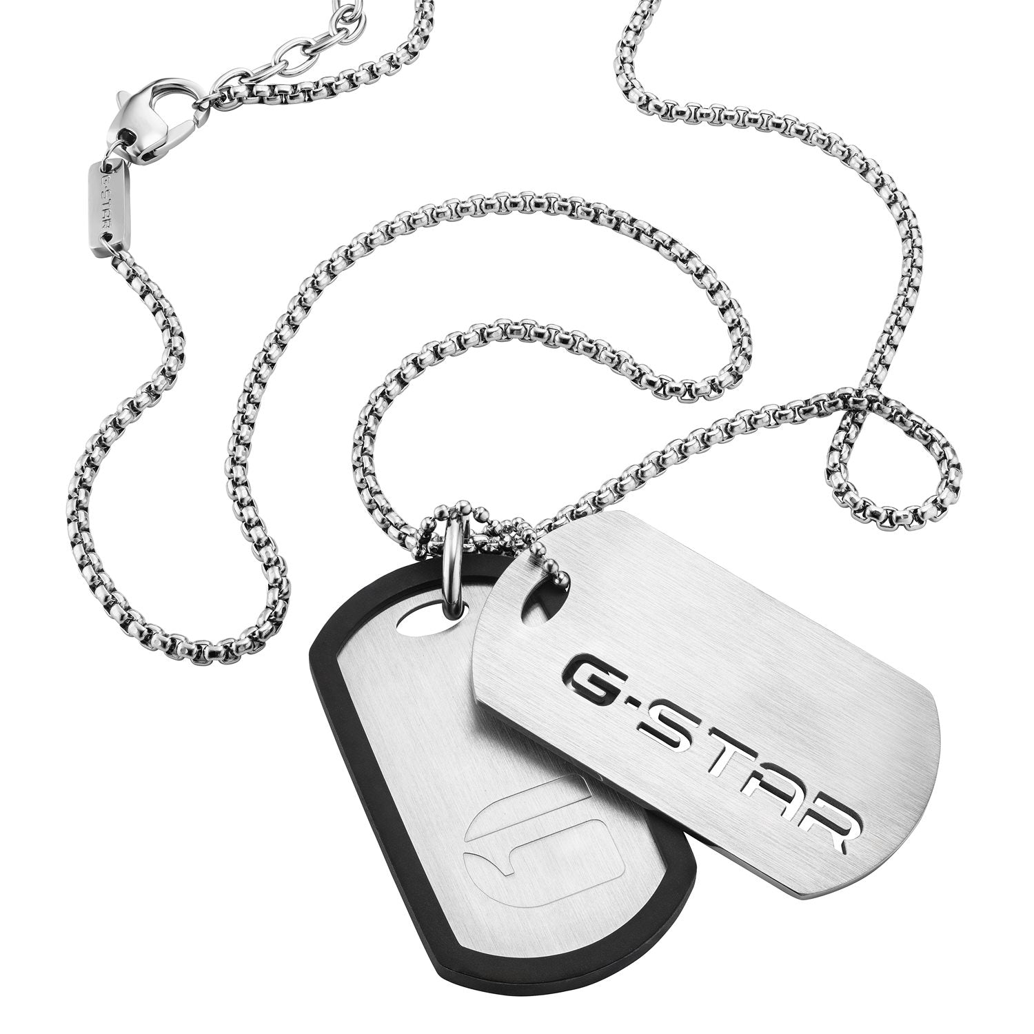 G-STAR D-Tag Silver Box Chain Necklace GSJ.102.01