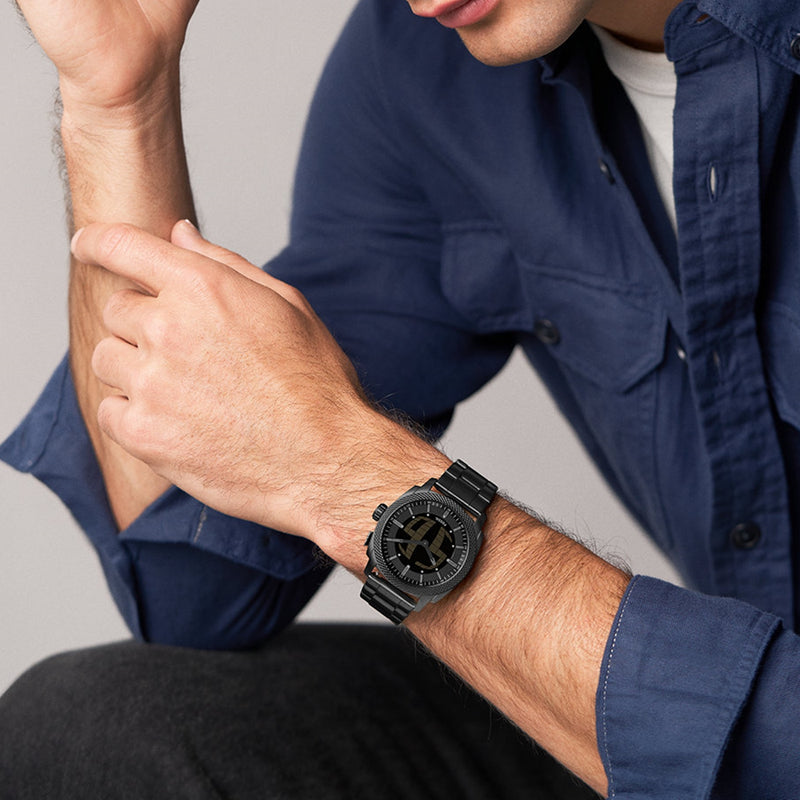 Fossil Machine Big Tic Round Black Dial Watch FS6156-zoom-