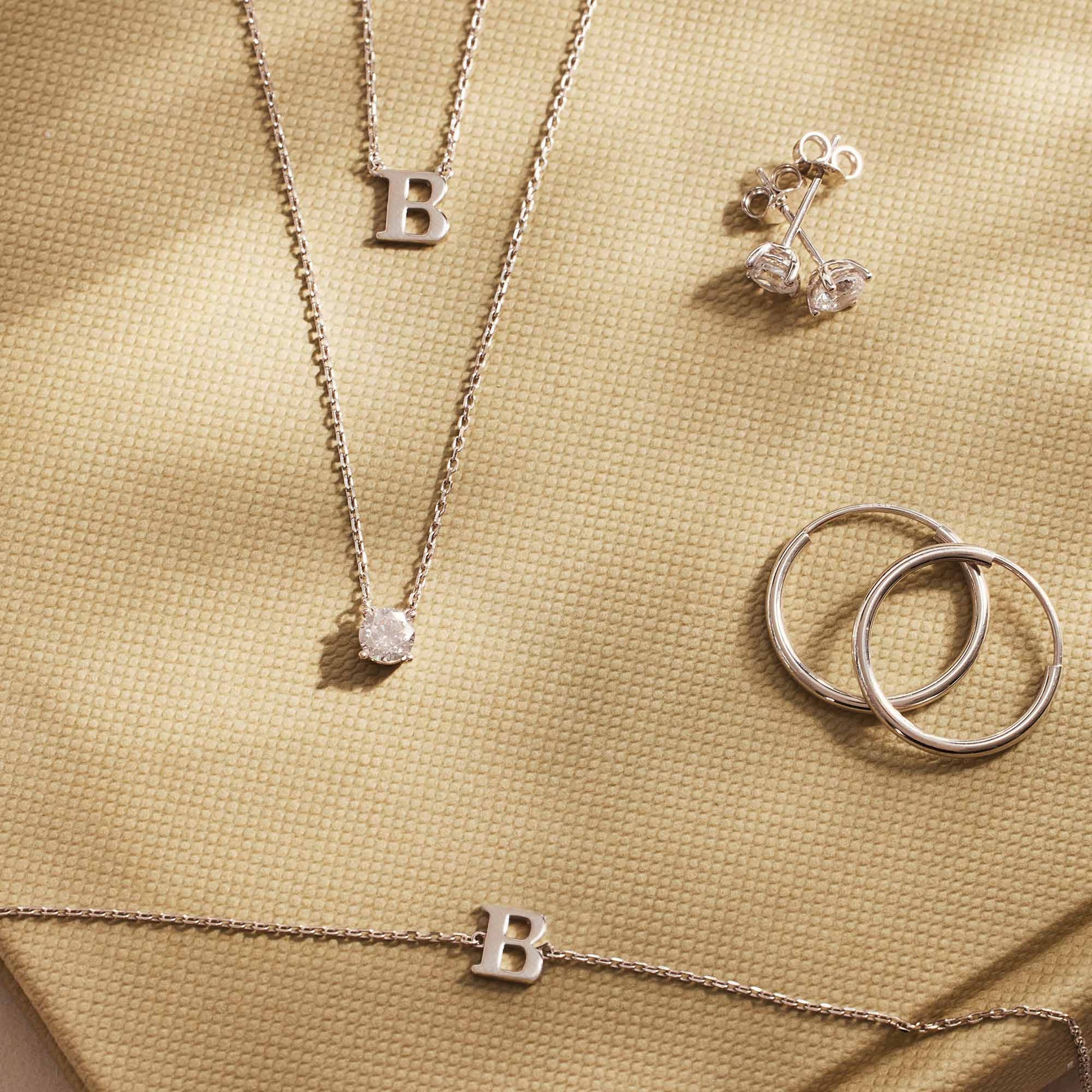 Isabel Bernard Saint Germain Chloé 14 Carat Whitegold Initial Necklace IB340061-A