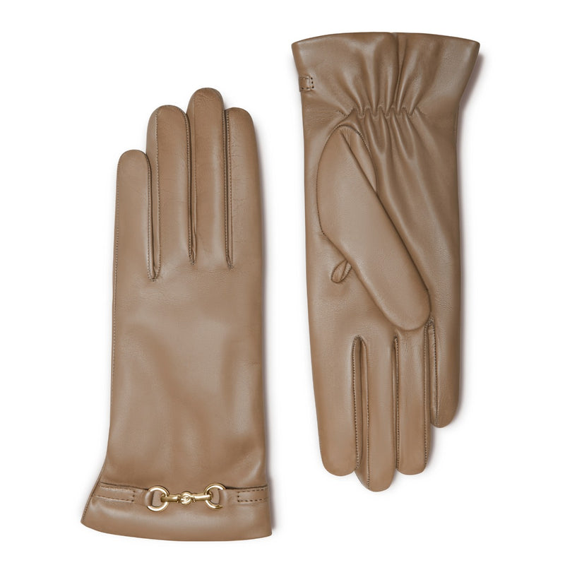 Isabel Bernard Honoré Marcelia taupe goatskin leather gloves IB67001-378-6.5-zoom-