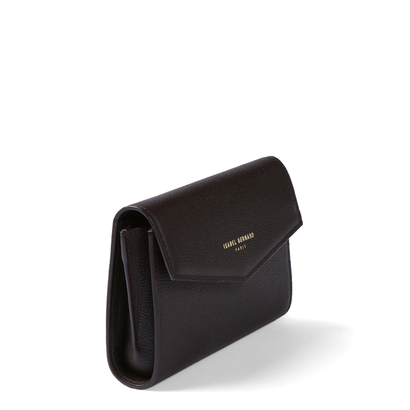 Isabel Bernard Honoré Lina Dark Brown Clutch With Detachable Shoulder Chain IB21135-031-zoom-