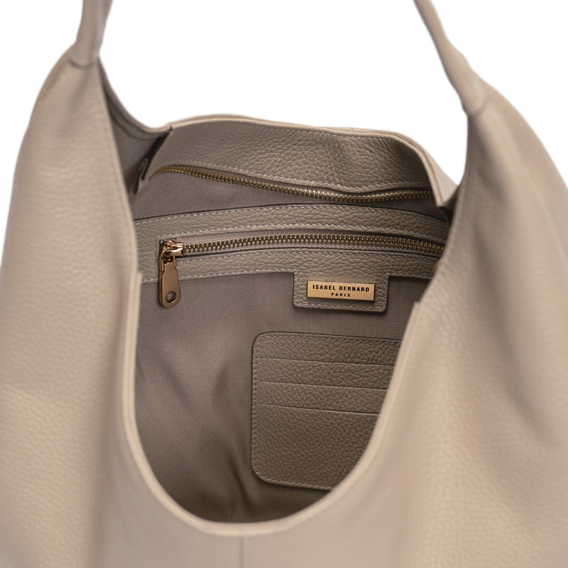 Isabel Bernard Honoré Grace taupe calfskin leather shoulder bag IB25093-078-zoom-