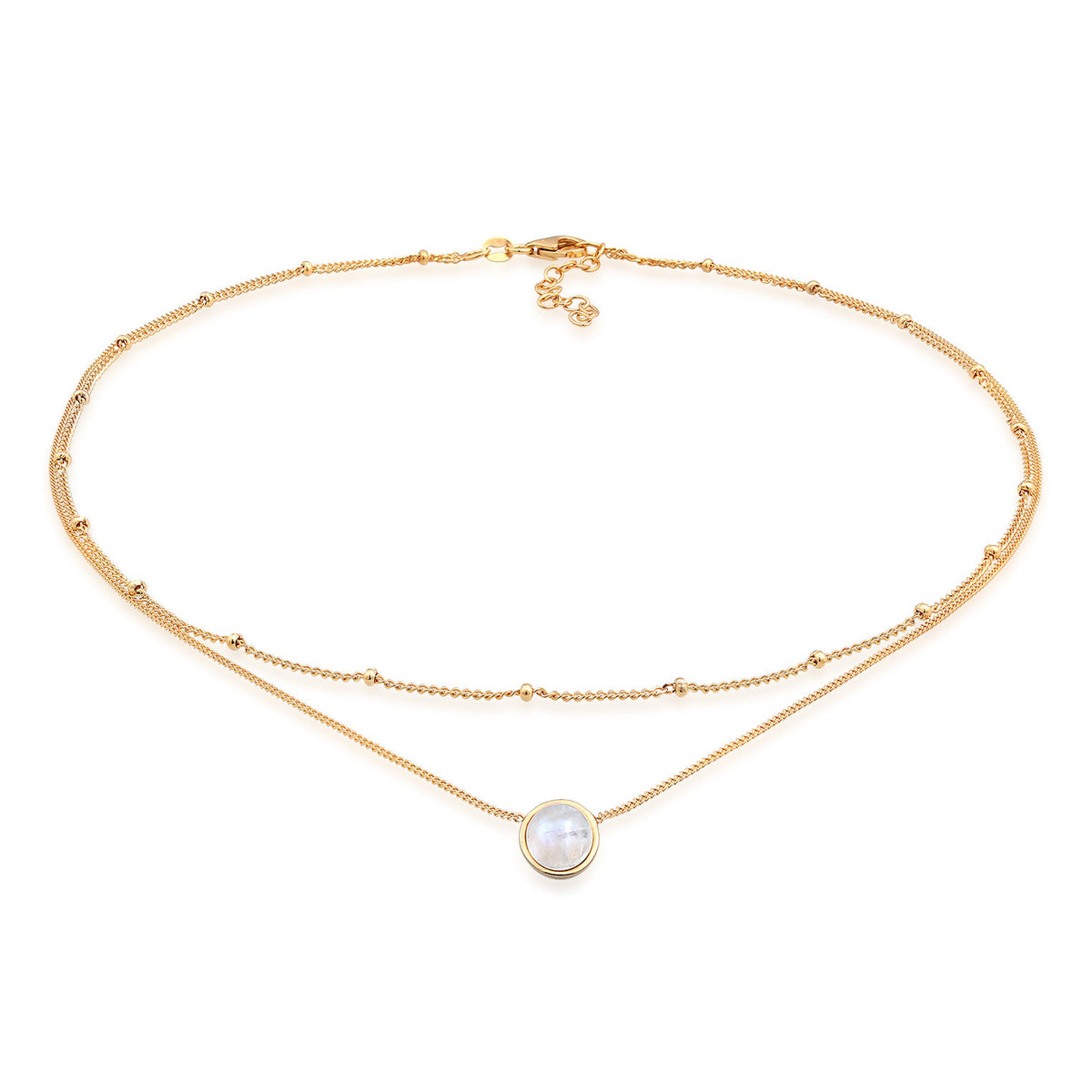 Elli 925 Sterling Silver Layered Choker with Moonstone 2004-BF-0008211-001