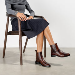 Isabel Bernard Vendôme Chey Croco Brown Calfskin Leather Chelsea Boots IB53012-230-36