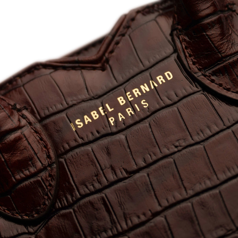 Isabel Bernard Honoré Cloe Mini Croco Brown Calfskin Leather Handbag IB21124-230-zoom-