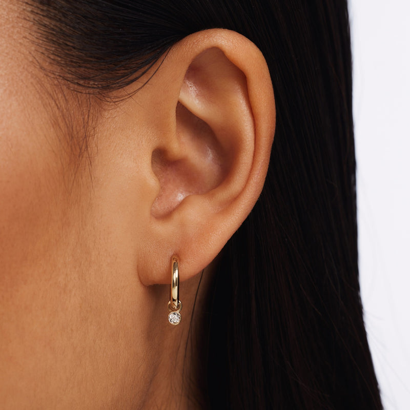 Isabel Bernard De La Paix Inaya 14 Carat Golden Hoop Earrings | diamond 0.02 ct | IBD360022-zoom-