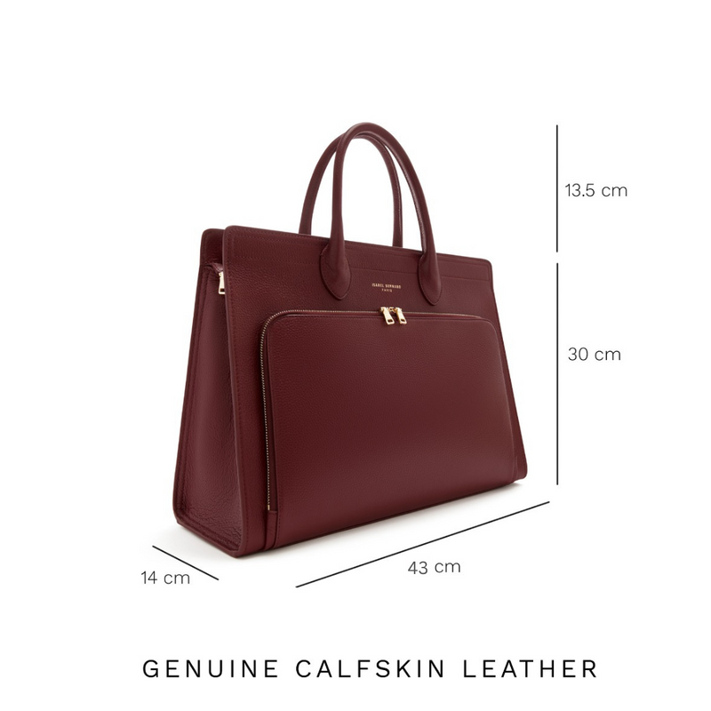 Isabel Bernard Honoré Nadine Bordeaux Calfskin Leather Handbag IB25080-zoom-
